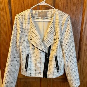 Banana Republic White and Black Tweed Blazer